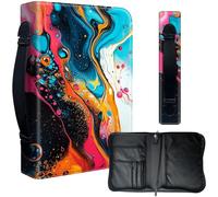 Decahouy Bible Cover Case for 9.5 x 6.7 in Large Print & Study Bibles - Waterproof PU Leather with Zipper, Handle & Pen Holder - Christian Gift for Men & Women,Colorful Swirlin