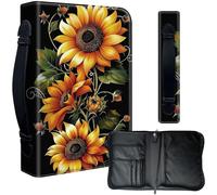 Decahouy Bible Cover Case for 9.5 x 6.7 in Large Print & Study Bibles - Waterproof PU Leather with Zipper, Handle & Pen Holder - Christian Gift for Men & Women,Sunflowers-1150