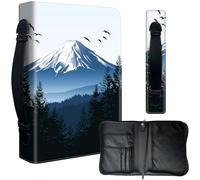 Decahouy Bible Cover Case for 9.5 x 6.7 in Large Print & Study Bibles - Waterproof PU Leather with Zipper, Handle & Pen Holder - Christian Gift for Men & Women,Mount Fuji with Snow-capped