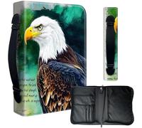 Decahouy Bible Cover Case for 9.5 x 6.7 in Large Print & Study Bibles - Waterproof PU Leather with Zipper, Handle & Pen Holder - Christian Gift for Men & Women,Elegant Bald Eagle