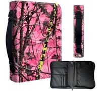 Decahouy Bible Cover Case for 9.5 x 6.7 in Large Print & Study Bibles - Waterproof PU Leather with Zipper, Handle & Pen Holder - Christian Gift for Men & Women,Pink Camo and Tree Branches