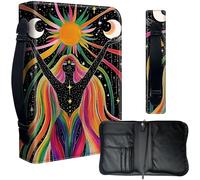 Decahouy Bible Cover Case for 9.5 x 6.7 in Large Print & Study Bibles - Waterproof PU Leather with Zipper, Handle & Pen Holder - Christian Gift for Men & Women,Rainbow-colored Hair Woman