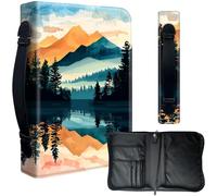Decahouy Bible Cover Case for 9.5 x 6.7 in Large Print & Study Bibles - Waterproof PU Leather with Zipper, Handle & Pen Holder - Christian Gift for Men & Women,Forest and Mountains