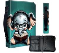 Decahouy Bible Cover Case for 9.5 x 6.7 in Large Print & Study Bibles - Waterproof PU Leather with Zipper, Handle & Pen Holder - Christian Gift for Men & Women,Cute Baby Elephant
