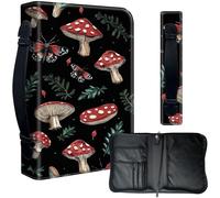 Decahouy Bible Cover Case for 9.5 x 6.7 in Large Print & Study Bibles - Waterproof PU Leather with Zipper, Handle & Pen Holder - Christian Gift for Men & Women,Mushrooms Leaves and Moths