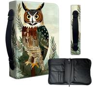 Decahouy Bible Cover Case for 9.5 x 6.7 in Large Print & Study Bibles - Waterproof PU Leather with Zipper, Handle & Pen Holder - Christian Gift for Men & Women,Great Horned Owl