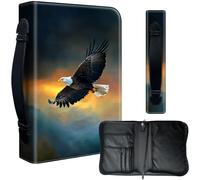 Decahouy Bible Cover Case for 9.5 x 6.7 in Large Print & Study Bibles - Waterproof PU Leather with Zipper, Handle & Pen Holder - Christian Gift for Men & Women,Soaring Bald Eagle