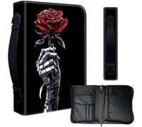 Decahouy Bible Cover Case for 9.5 x 6.7 in Large Print & Study Bibles - Waterproof PU Leather with Zipper, Handle & Pen Holder - Christian Gift for Men & Women,Red Rose Wrapped in a Hand