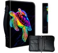 Decahouy Bible Cover Case for 9.5 x 6.7 in Large Print & Study Bibles - Waterproof PU Leather with Zipper, Handle & Pen Holder - Christian Gift for Men & Women,Colorful Neon Elephants