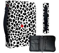 Decahouy Bible Cover Case for 9.5 x 6.7 in Large Print & Study Bibles - Waterproof PU Leather with Zipper, Handle & Pen Holder - Christian Gift for Men & Women,Ladybug Black White cow print