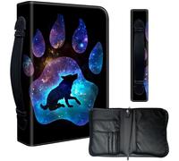 Decahouy Bible Cover Case for 9.5 x 6.7 in Large Print & Study Bibles - Waterproof PU Leather with Zipper, Handle & Pen Holder - Christian Gift for Men & Women,Wolf and Wolf Paw Print