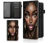 Decahouy Checkbook Cover for Men & Women, PU Leather Checkbook Covers for Personal Checkbook, RFID Blocking Checkbook Holder Wallet with Elastic Strap Holds Duplicate Checks, African American Women