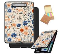 Decahouy Clipboard with Storage, Heavy Duty Plastic Storage Clipboard with Low Profile Clip, Must Have School & Office Supplies for Teachers, Nurses, and Students,Trust in The Lord-Flowers