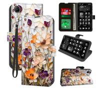 Decahouy for AT&T Calypso 4 /Cricket Debut S2 Wallet Case with RFID Blocking, 4 Card Holders, Kickstand, Wrist Strap - Magnetic PU Leather Flip Case Protective Cover for Women，Marble Embossed Flowers
