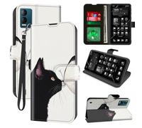 Decahouy for Blu View Speed Ultra 5g B1660v Wallet Phone Case with RFID Blocking, 4 Card Holders, Kickstand, Wrist Strap - Magnetic Leather Flip Cover Case for Women&Men,A Black Cat and A Butterfly