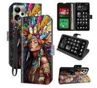 Decahouy for Cricket Outlast 5G 2024/AT&T Motivate Pro 5G Wallet Case with RFID Blocking, 4 Card Holders, Kickstand, Wrist Strap - Magnetic Leather Flip Protective Cover Case,Colorful Indian Women