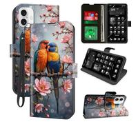 Decahouy for iPhone 16 6.1'' Wallet Case with RFID Blocking, 4 Card Holders, Kickstand, Wrist Strap - Magnetic PU Leather Flip Phone Case Protective Cover for Women & Men,Two Love Rainbow Lorikeets