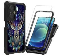 Decahouy for OnePlus Nord N30 5G Phone Case with Screen Protector,Full-Body Protection Heavy Duty Silicone Bumper Hard PC Shockproof Corner Cover Case for Women & Men，Mystical Deer and Leaves