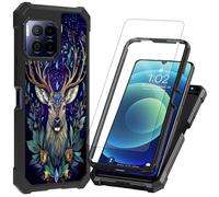 Decahouy for T-Mobile Revvl 7 Pro Phone Case with Screen Protector,Full-Body Protection Heavy Duty Silicone Bumper Hard PC Shockproof Corner Cover Case for Women & Men，Mystical Deer and Leaves