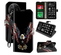 Decahouy for TCL 605/TCL 60 SE Wallet Case with RFID Blocking, 4 Card Holders, Kickstand, Wrist Strap - Magnetic Leather Flip Protective Cover for Women Men, Bald Eagle with Spread Wings