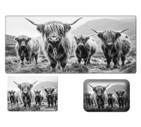 Decahouy Gaming Mouse Pad Desk Mat,Small Mouse Pad & Wrist Rest Support Set, Ergonomic Memory Foam Wrist Rest Support & for Laptop Non-Slip Desk Mat (23.6x11.8in)-Highlands Cattle Cow