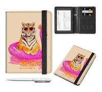 Decahouy Passport and Vaccine Card Holder Cover Combo,Travel Passport Holder Wallet with RFID Blocking, Leather Vaccine Card Slot Passport Cover Case for Women & Men, Cute Tiger Wearing Sunglasses