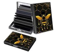 Decahouy RFID Blocking Slim Aluminum Credit Card Holder for Men & Women, Small Metal Wallet with 6 Accordion Slots, Lightweight Business Card Case, Fashion Pattern ID Wallet Gift, A Queen Bee and