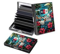 Decahouy RFID Blocking Slim Aluminum Credit Card Holder for Men&Women, Small Metal Wallet with 6 Accordion Slots, Lightweight Business Card Case, Fashion Pattern ID Wallet Gift, Flower Castle, E