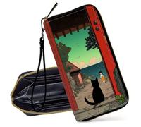 Decahouy RFID Blocking Wristlet Wallet for Women - Slim PU Leather Zipper Clutch, Cute Credit Card Holder Purse with Wrist Strap for Ladies, A Elegant Barn Owl
