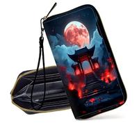 Decahouy RFID Blocking Wristlet Wallet for Women - Slim PU Leather Zipper Clutch, Cute Credit Card Holder Purse with Wrist Strap for Ladies, Fantasy World Lion and Wolf