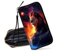 Decahouy RFID Blocking Wristlet Wallet for Women - Slim PU Leather Zipper Clutch, Cute Credit Card Holder Purse with Wrist Strap for Ladies, Mr. Owl Drinks Coffee