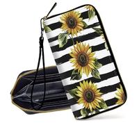 Decahouy RFID Blocking Wristlet Wallet for Women - Slim PU Leather Zipper Clutch, Cute Credit Card Holder Purse with Wrist Strap for Ladies, Black-White Fantasy Creatures