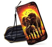 Decahouy RFID Blocking Wristlet Wallet for Women - Slim PU Leather Zipper Clutch, Cute Credit Card Holder Purse with Wrist Strap for Ladies, Two Red Birds & Love Hearts