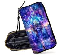 Decahouy RFID Blocking Wristlet Wallet for Women - Slim PU Leather Zipper Clutch, Cute Credit Card Holder Purse with Wrist Strap for Ladies, Fiery Red Hair Monkey King