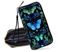 Decahouy RFID Blocking Wristlet Wallet for Women - Slim PU Leather Zipper Clutch, Cute Credit Card Holder Purse with Wrist Strap for Ladies, Magic Fairy With Wings