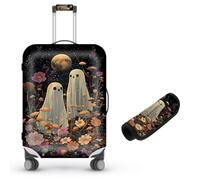 Decahouy Suitcase Cover for Luggage 18-21 Inch, Washable Elastic Anti-Scratch Luggage Protector, Durable Zipper Baggage Cover with Handle Wrap, Travel Accessories for Suitcase, Ghosts and Night
