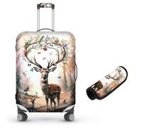 Decahouy Suitcase Cover for Luggage 18-21 Inch, Washable Elastic Anti-Scratch Luggage Protector, Durable Zipper Baggage Cover with Handle Wrap, Travel Accessories for Suitcase, A Beautiful Deer, L