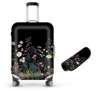 Decahouy Suitcase Cover for Luggage 18-21 Inch, Washable Elastic Anti-Scratch Luggage Protector, Durable Zipper Baggage Cover with Handle Wrap, Travel Accessories for Suitcase, Midnight Flowers -58