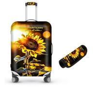 Decahouy Suitcase Cover for Luggage 18-21 Inch, Washable Elastic Anti-Scratch Luggage Protector, Durable Zipper Baggage Cover with Handle Wrap, Travel Accessories for Suitcase, Sunflower Like Poetry