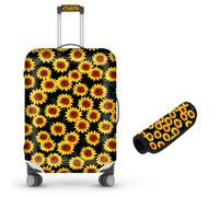 Decahouy Suitcase Cover for Luggage 18-21 Inch, Washable Elastic Anti-Scratch Luggage Protector, Durable Zipper Baggage Cover with Handle Wrap, Travel Accessories for Suitcase, Yello & Orange