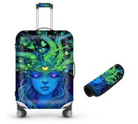 Decahouy Suitcase Cover for Luggage 18-21 Inch, Washable Elastic Anti-Scratch Luggage Protector, Durable Zipper Baggage Cover with Handle Wrap, Travel Accessories for Suitcase, Blue Tree of Life
