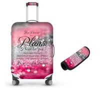 Decahouy Suitcase Cover for Luggage 18-21 Inch, Washable Elastic Anti-Scratch Luggage Protector, Durable Zipper Baggage Cover with Handle Wrap, Travel Accessories for Suitcase, For I Know the Plans