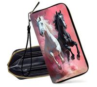 Decahouy Womens Wallet, RFID Blocking Wristlet Wallet for Women, Slim PU Leather Credit Card Holder Purse, Large Capacity Zipper Clutch with Wrist Strap, Ideal Christmas Gifts, Two Blue Love Dolphins
