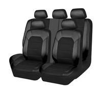 DECAIK Car Seat Cover Set for Renault Clio Duster Clio 4 EspaceLeon Ibiza, Waterproof PU Leather Auto Seat Covers for All Seasons, 5-Seater Seat Cover for the Front and Rear Seats,A Black