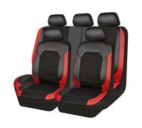DECAIK Car Seat Cover Set for Volvo S40 1995-2012, Waterproof PU Leather Auto Seat Covers for All Seasons, 5-Seater Seat Cover for the Front and Rear Seats,D Black+Red