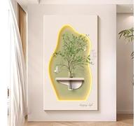 DECAKE 3D Sandstone Decor Wall Art Painting with Led Light, Entrance Foyer Decorative Painting, Modern Sculptures Simulation Plant for Living Room Bedroom(A,19.7 * 34.2in)