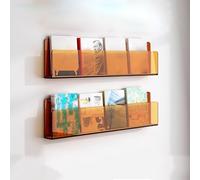 DECAKE Acrylic Floating Bookshelves Wall Mounted Bookshelf, Clear Invisible Book Display Stroage Stand for Office Kids Bedroom Hanging Magazine Organizer Rack