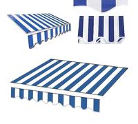 DECAKE Adjustable Awning Fabric Cover 2.4m 3m 3.6m 4.9m Customizable Sunshade for Patio UV-Resistant Replacement Easy Installation Blue 2.5 x 2.1m