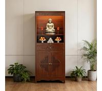 DECAKE Bamboo Home Altar Cabinet with Storage - Personal Meditation Shrine Table Drawers & Dustproof Doors for Prayer, Living Room Open Top 26.7 x 13 67 in/68cm 33cm 170cm