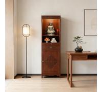 DECAKE Bamboo Home Altar Cabinet with Storage - Personal Meditation Shrine Table Drawers & Dustproof Doors for Prayer, Living Room Open Top 14.9 x 13 67 in/38cm 33cm 170cm